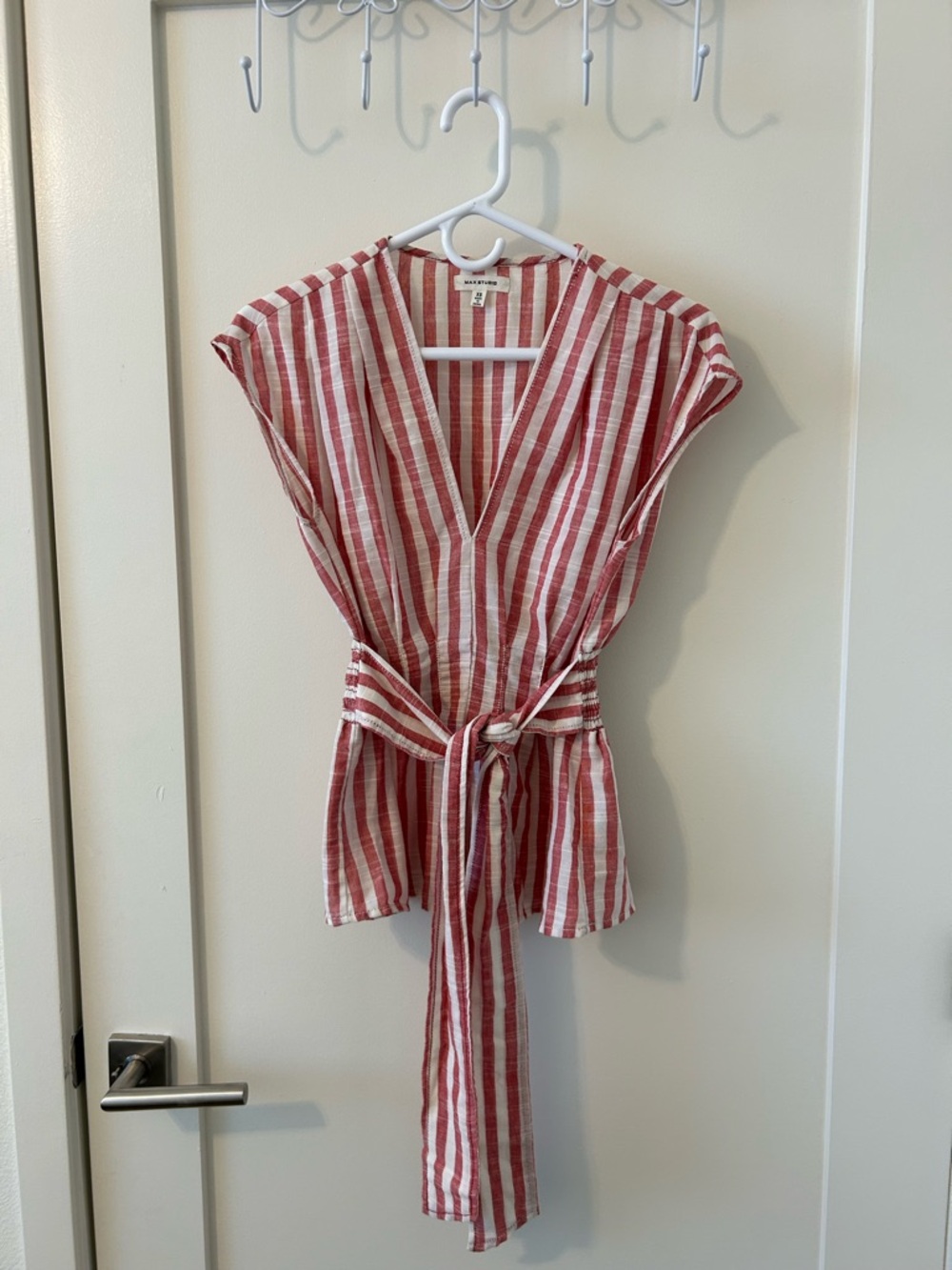 Striped Red & White Tie-Waist Tunic